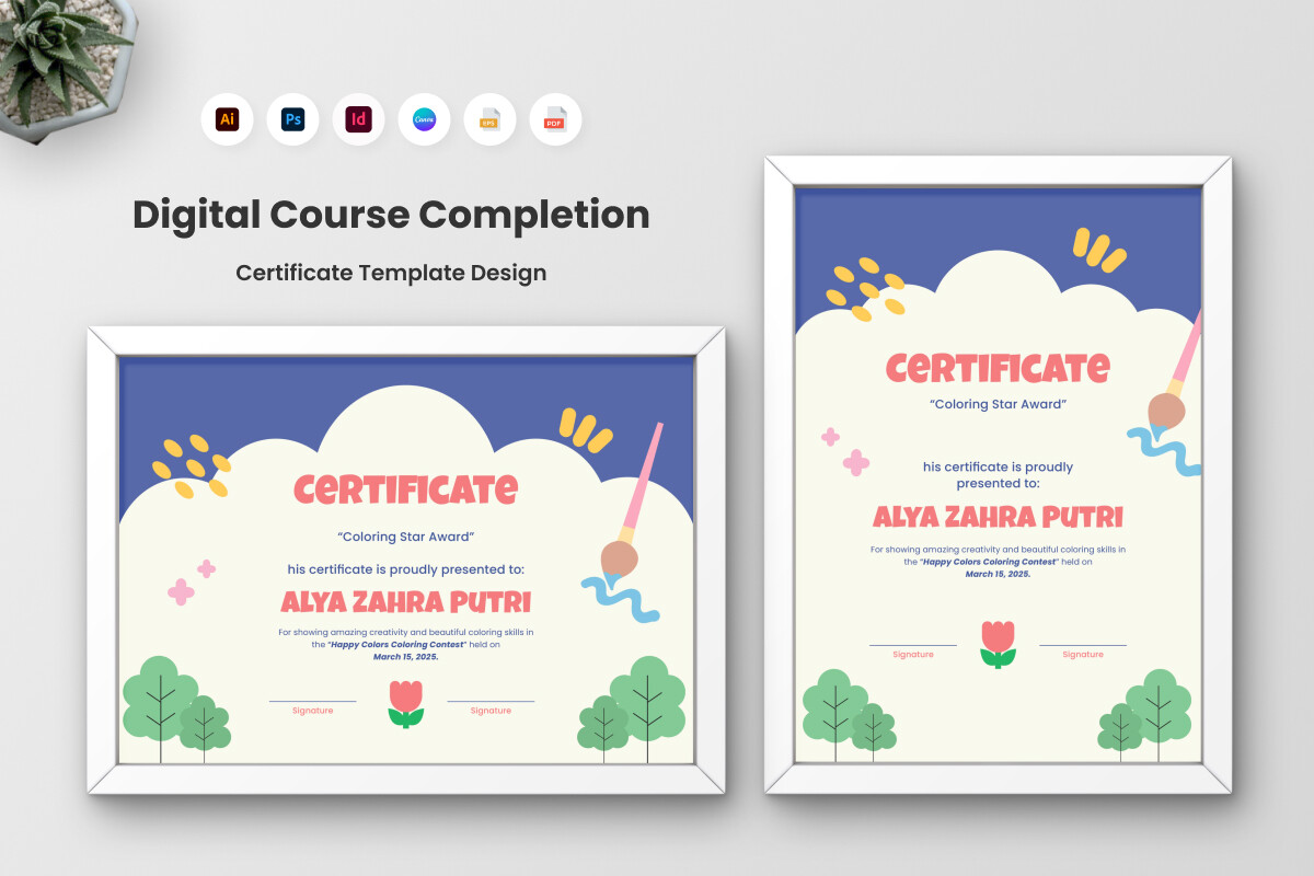 Digital Course Certificate Design Graphic by twinletter · Creative Fabrica