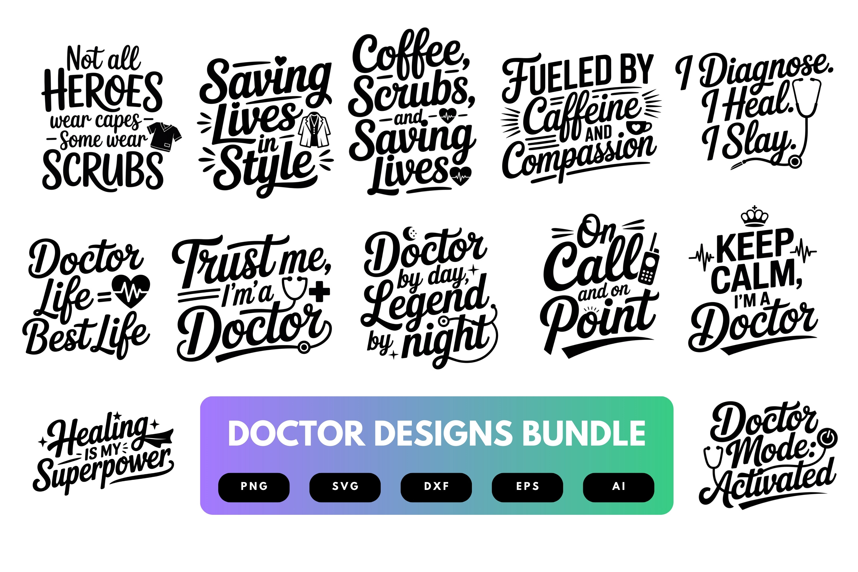 Doctor SVG Bundle Graphic by merchrollinfo · Creative Fabrica