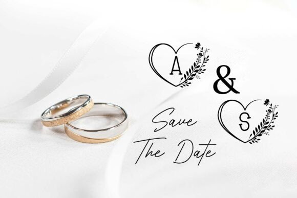 Monogram Love Flower Font PNG with transparent background - Preview 2