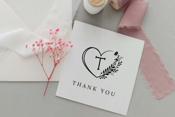 Monogram Love Flower Font PNG with transparent background - Preview 3