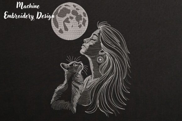 Mystical Moon Witch and Black Cat