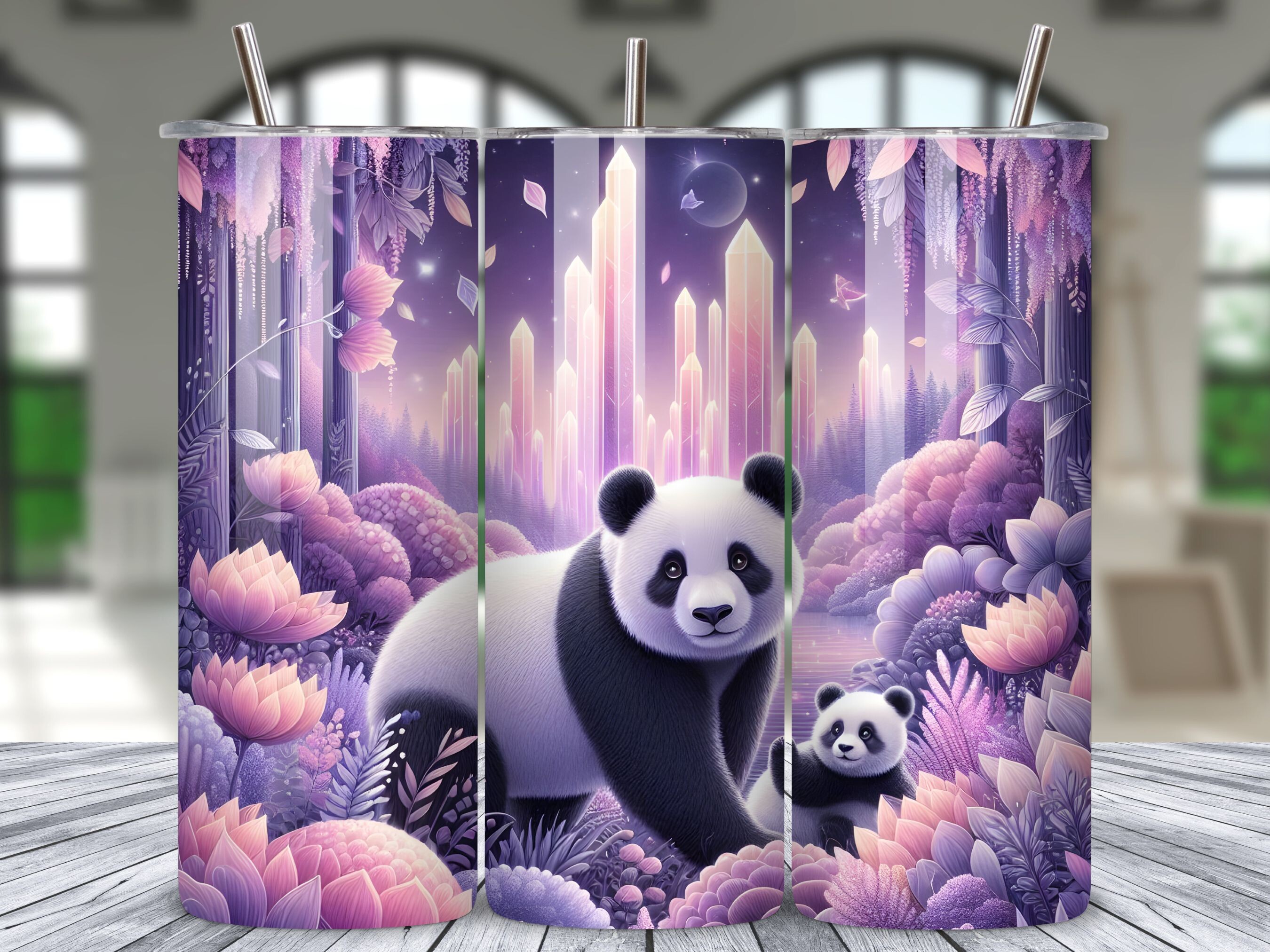 Purple Panda Tumbler Wrap Design PNG Graphic by LAZY ANT · Creative Fabrica