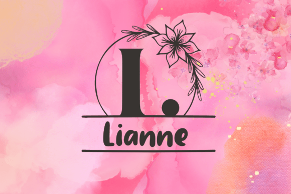 Rosy Flower Line Monogram Font PNG with transparent background - Preview 1