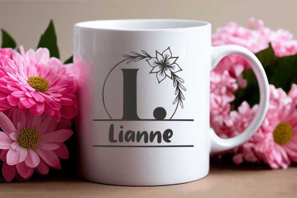 Rosy Flower Line Monogram Font PNG with transparent background - Preview 2