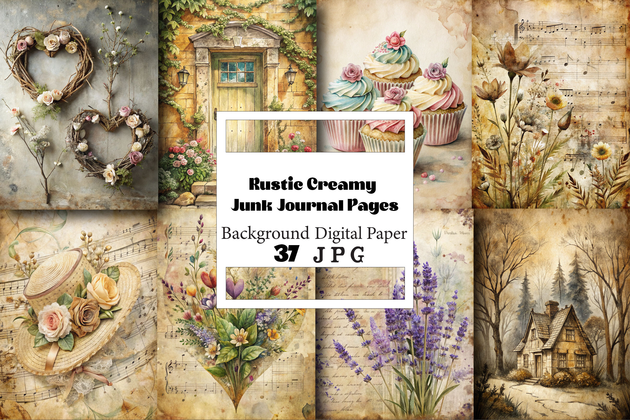 Rustic Creamy Junk Journal Pages Graphic by Designstock · Creative Fabrica