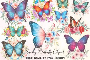 Spring Butterfly Flowers Clipart Bundle Graphic by DegitalxDesign ...