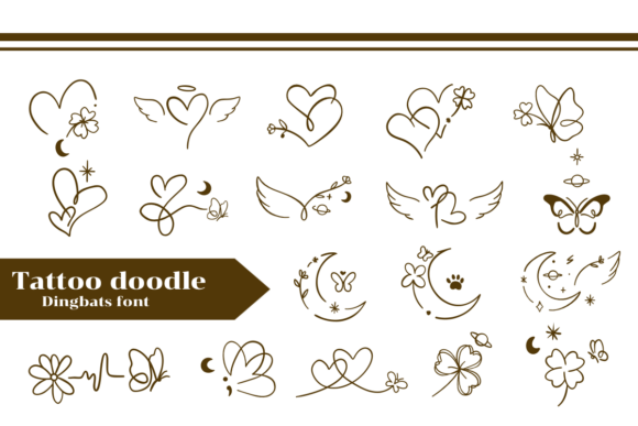Preview of Tattoo Doodles dingbat font