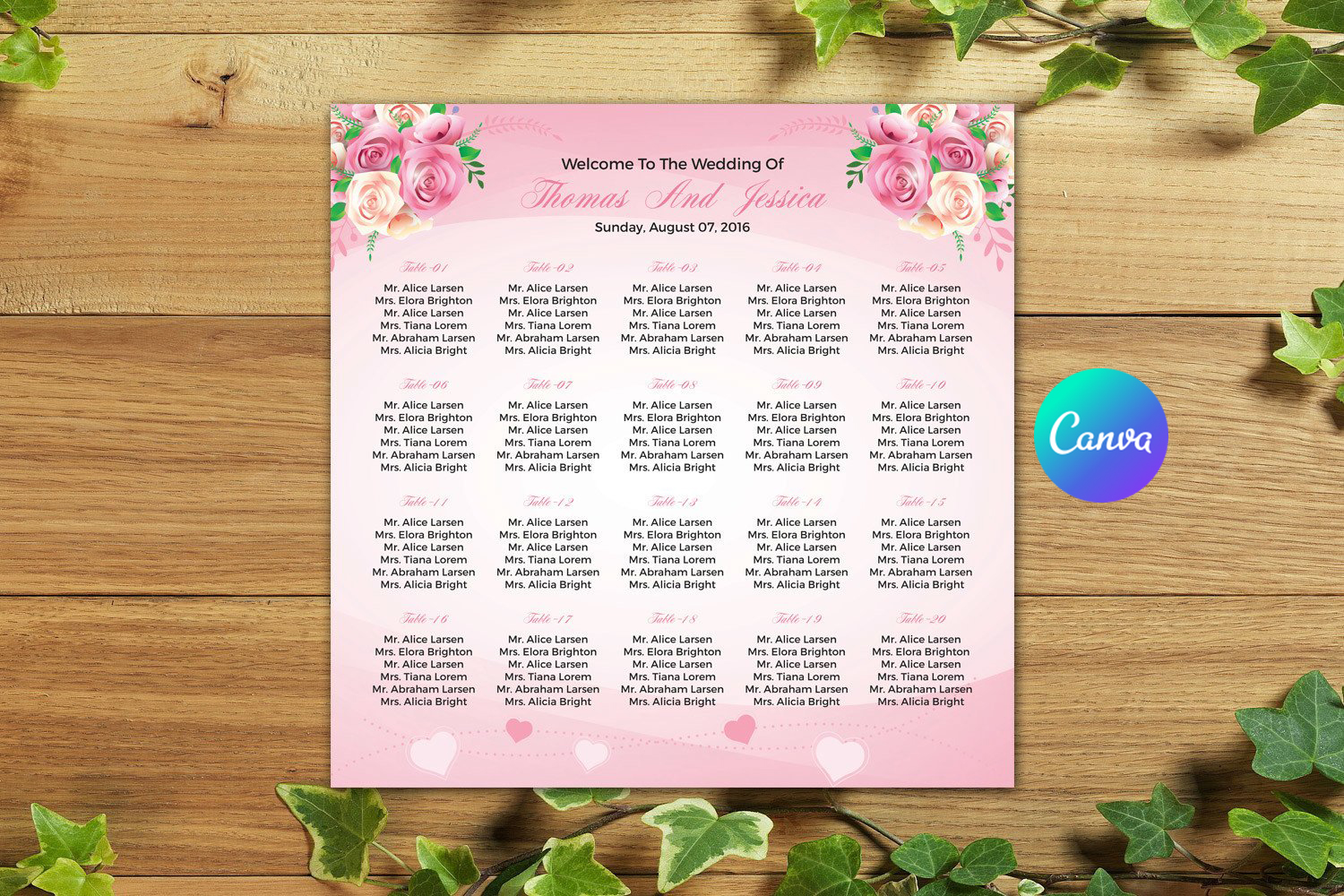 Wedding Seating Chart Template
