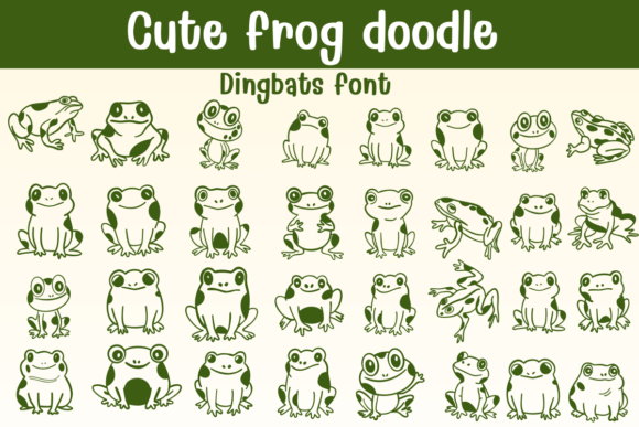Preview of Cute Frog Doodle dingbat font