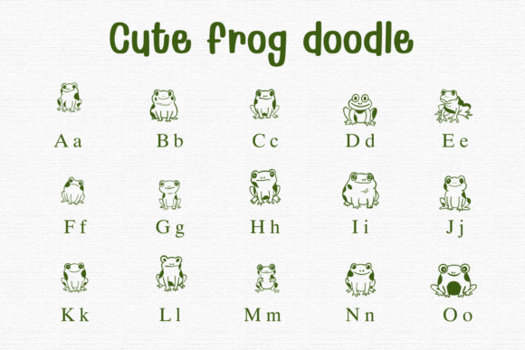 Cute Frog Doodle Font PNG with transparent background - Preview 1