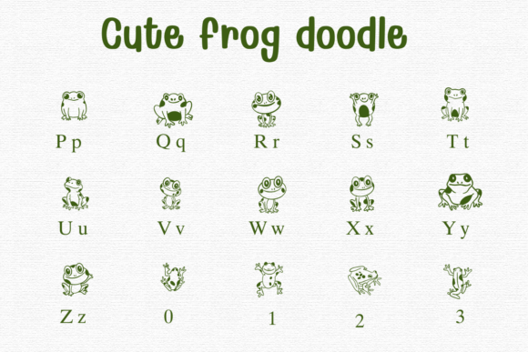 Cute Frog Doodle Font PNG with transparent background - Preview 2