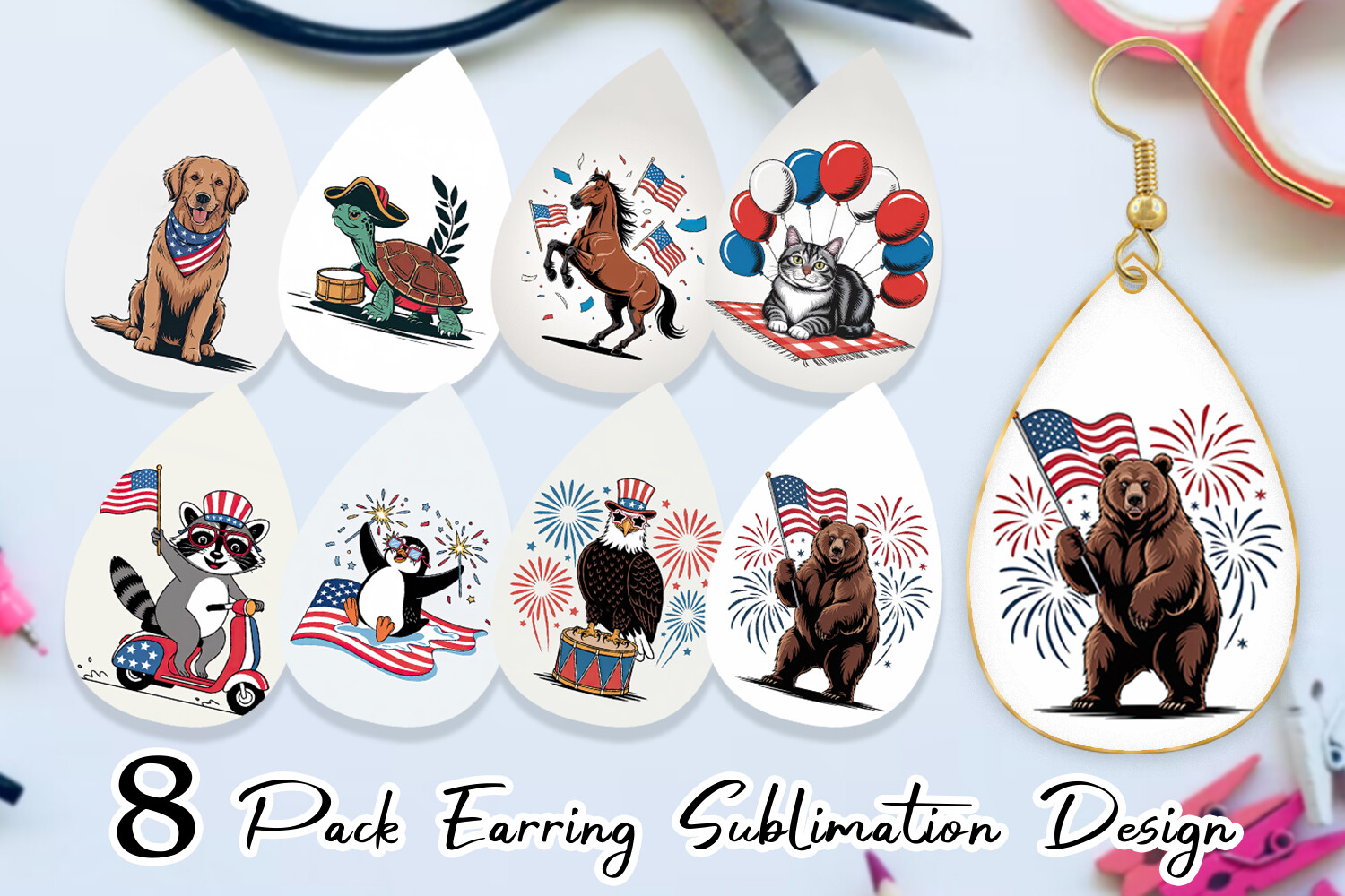 Earring Happy 4th of July Graphic by Artnoy · Creative Fabrica
