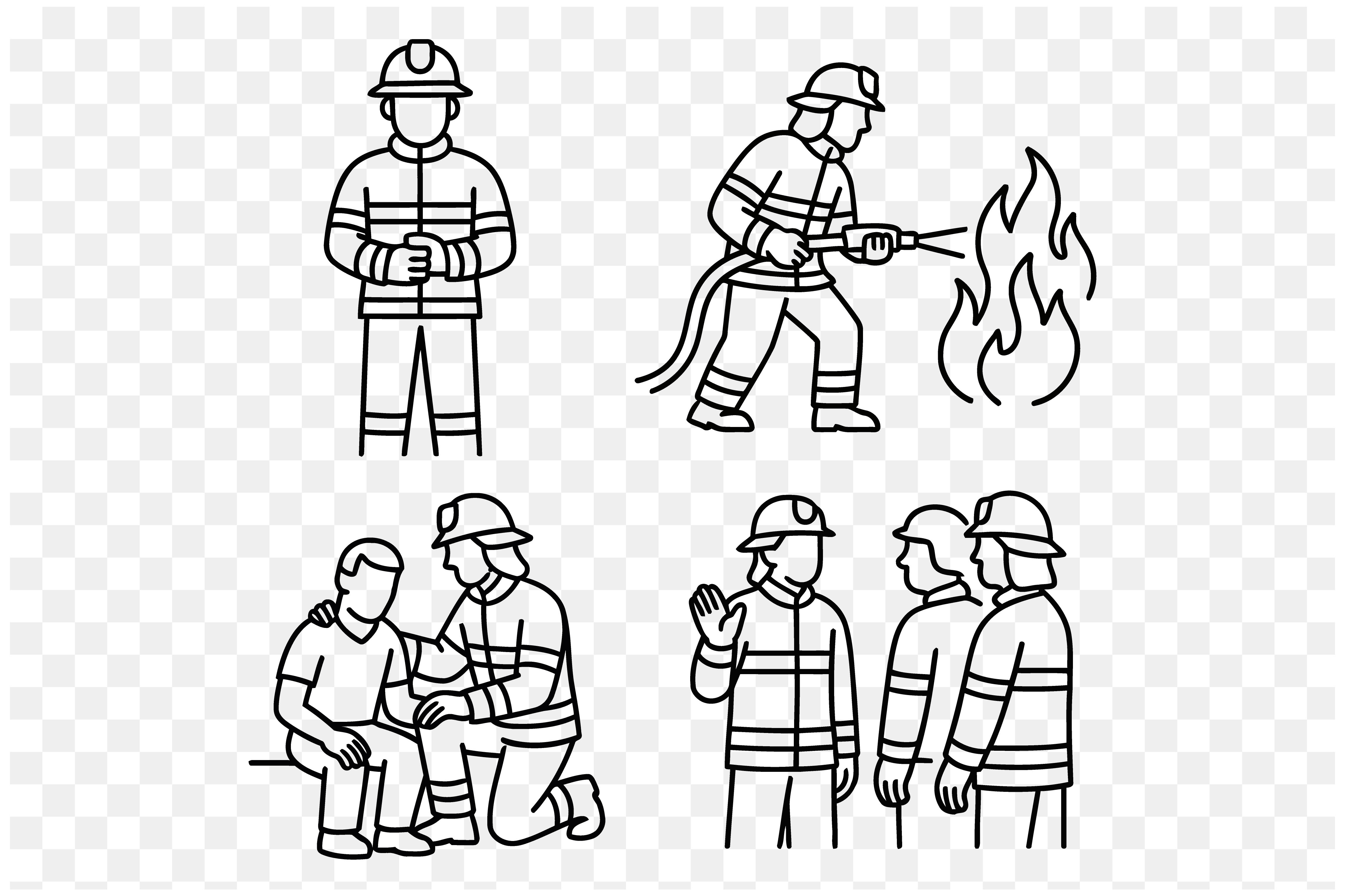 Firefighter Vector Line Art Set Graphic by muhammadimu2322 · Creative ...