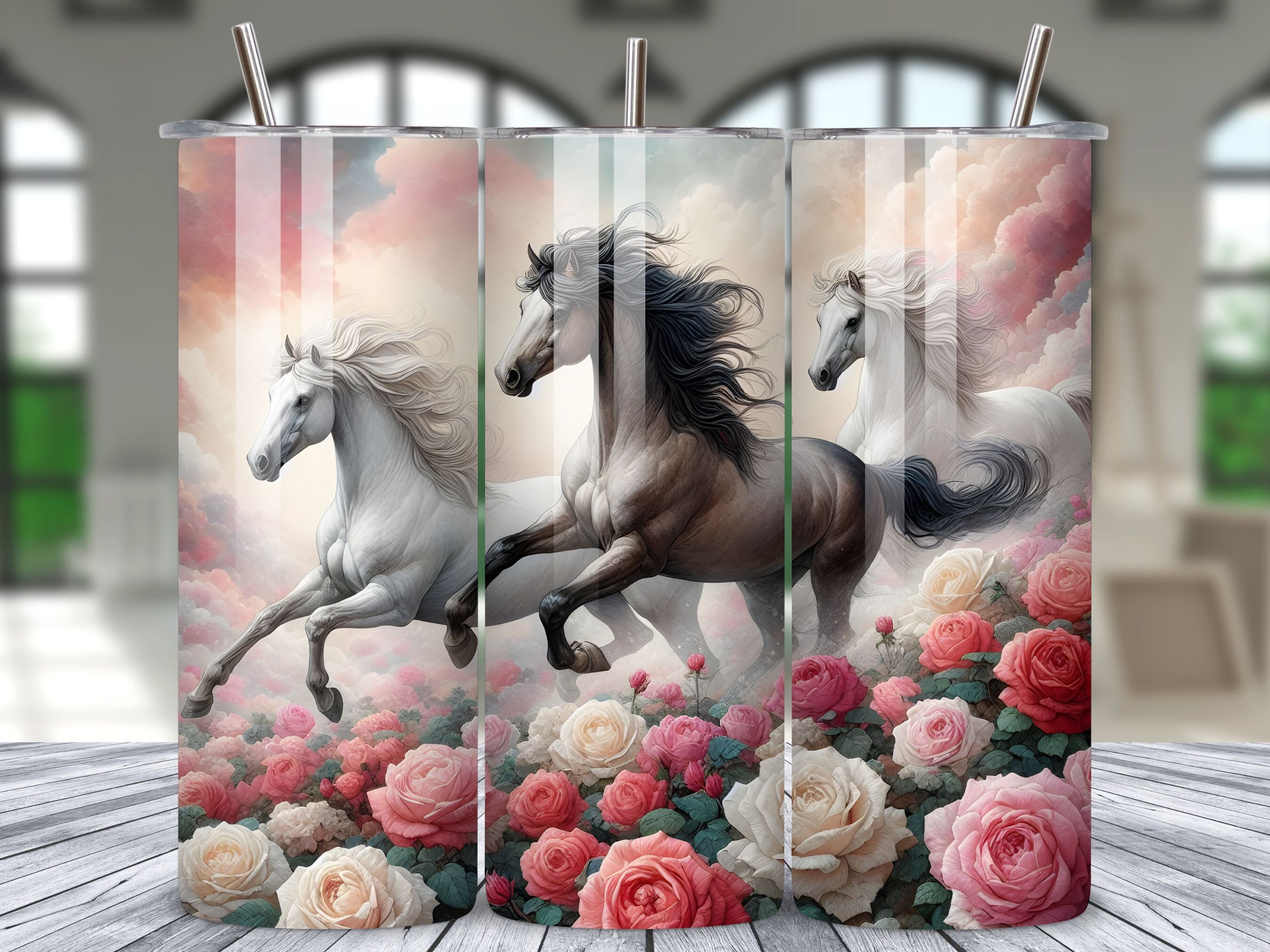 Floral Horse 20oz Tumbler Wrap PNG Graphic by LAZY ANT · Creative Fabrica