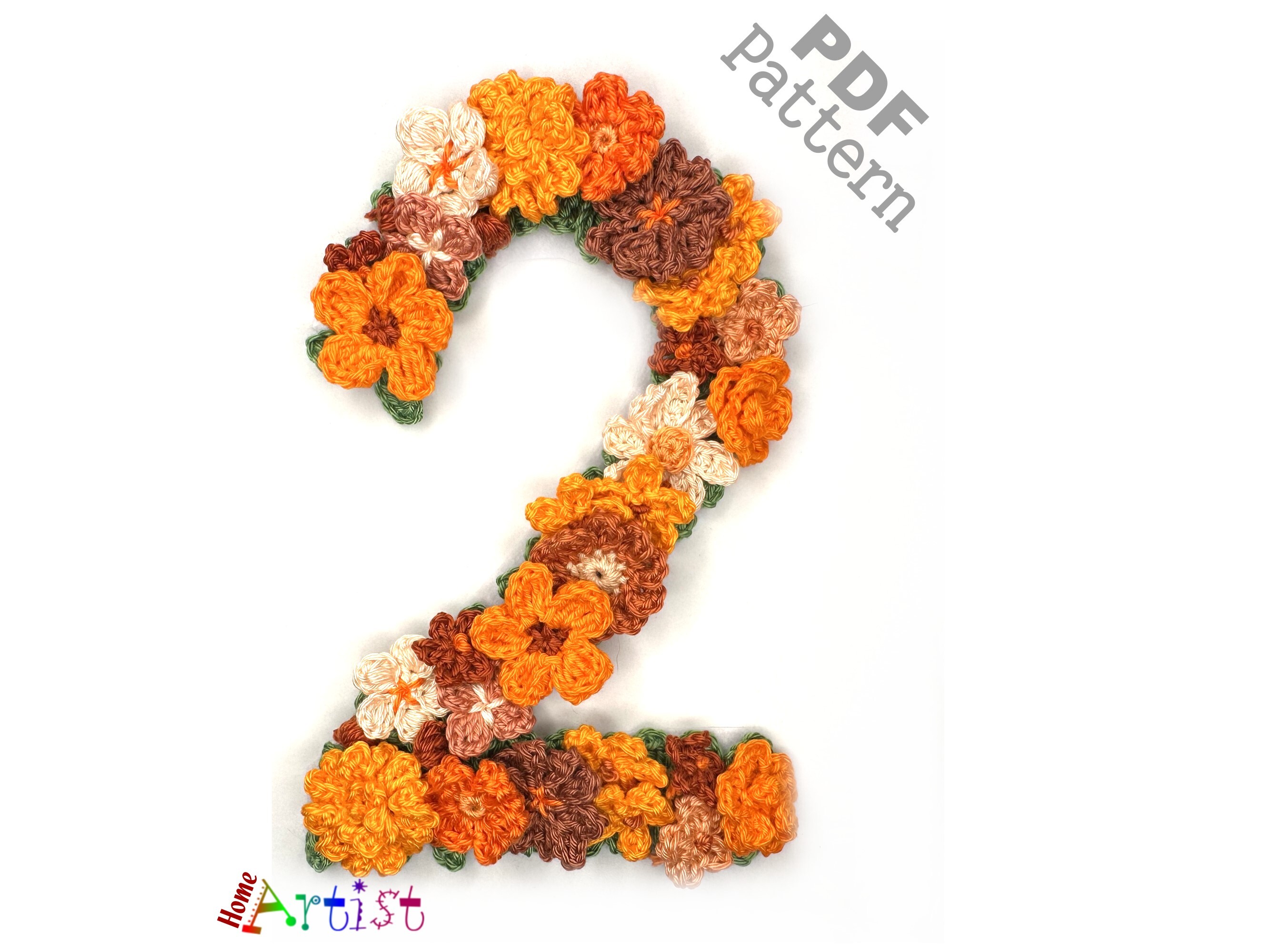 Flower Number 2 Crochet Applique Pattern