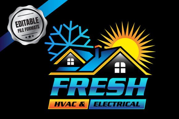 HVAC Heating & Cooling Service Logo
