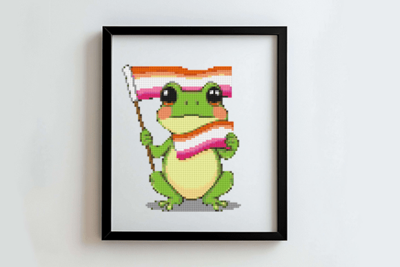 Lesbian Pride Frog Cross Stitch