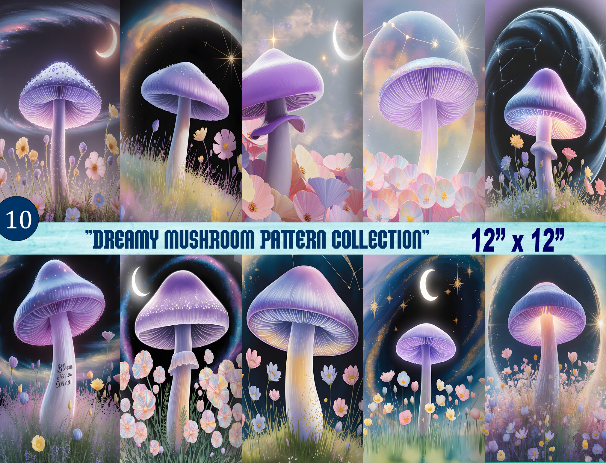 Mystical Mushroom Digital Paper Set" Graphic by Attractions Artist ...