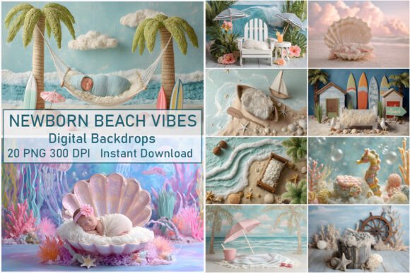Preview of Newborn Beach Vibes Digital Backdrop digital backdrop