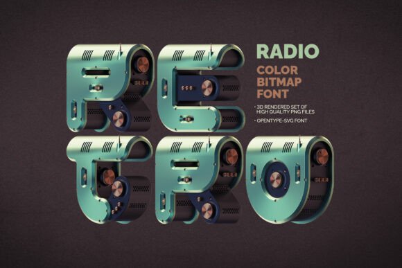 Retro Radio Font PNG with transparent background - Preview 1
