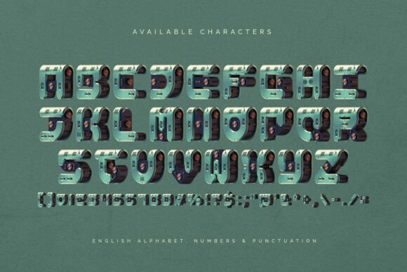 Retro Radio Font PNG with transparent background - Preview 4