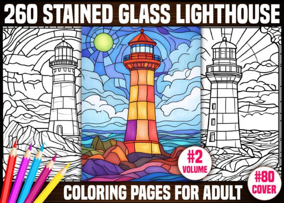 Stained Glass Lighthouse Coloring Pages