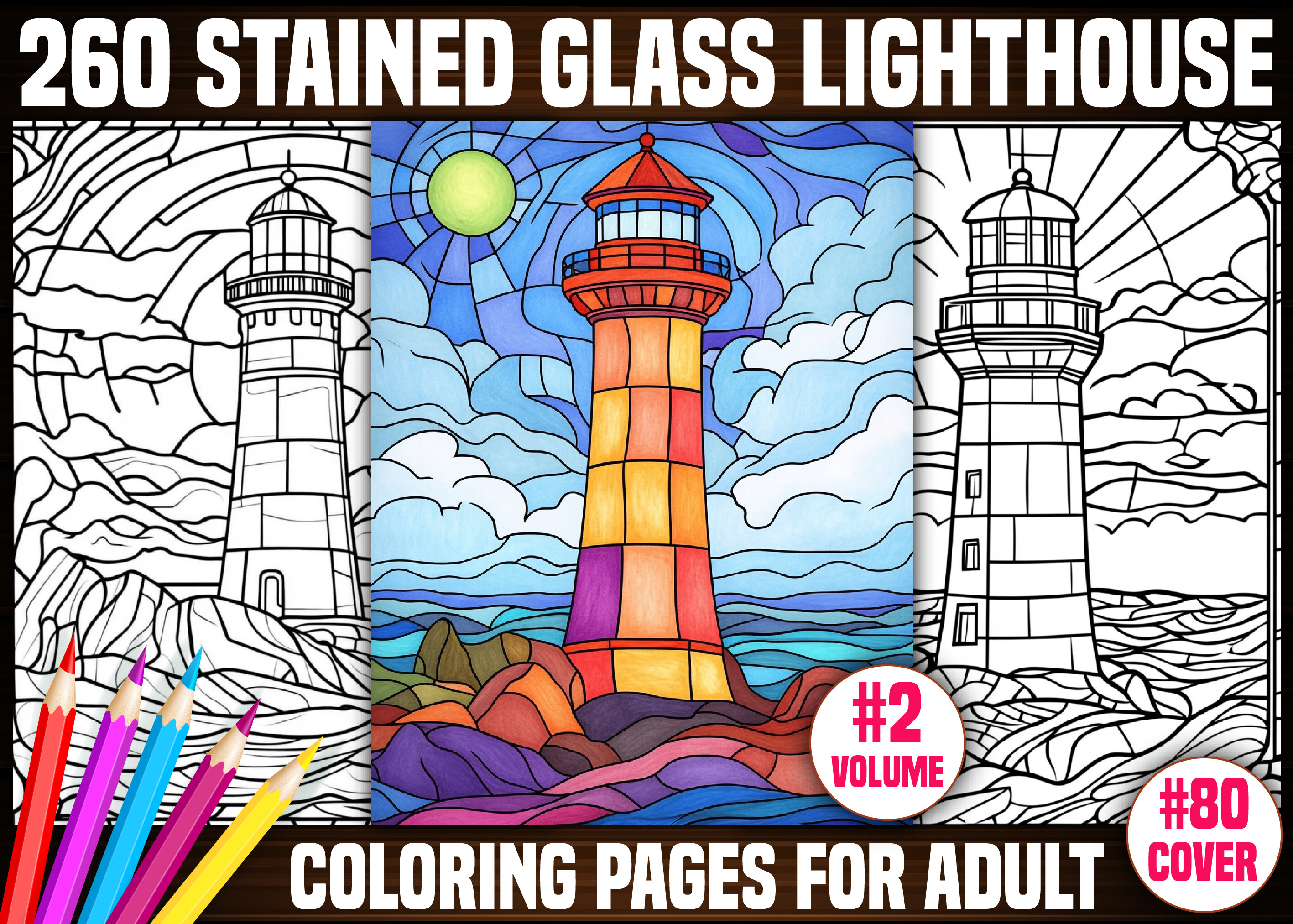Stained Glass Lighthouse Coloring Pages