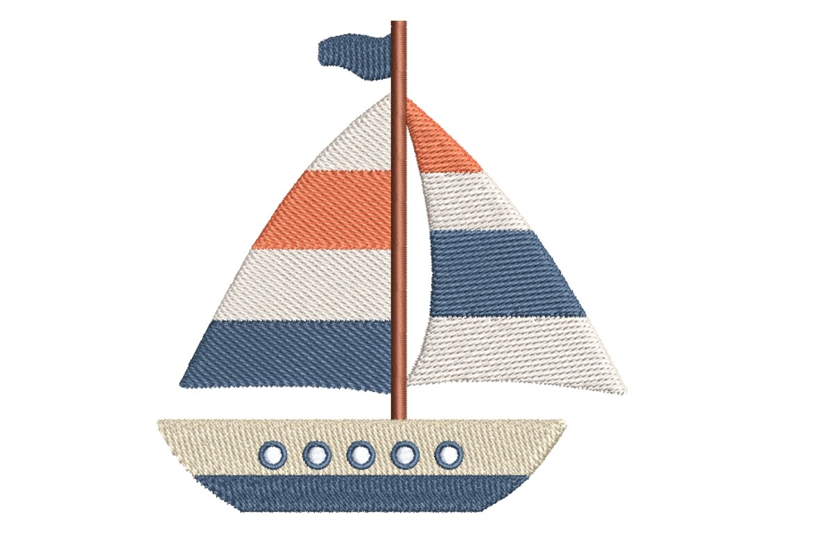 Striped Sailboat at Sea