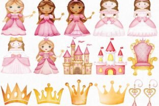 Watercolor Little Princess Clipart Set Graphic by beyouenked · Creative ...