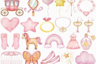 Watercolor Little Princess Clipart Set Graphic by beyouenked · Creative ...