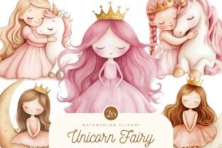Watercolor Pink Unicorn Clipart Graphic by SparkyDesignsUS · Creative ...