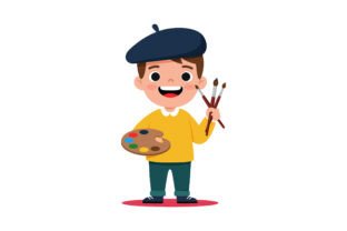 Young Boy Artist Holding Paint Palette a Graphic by DesignVectx ...