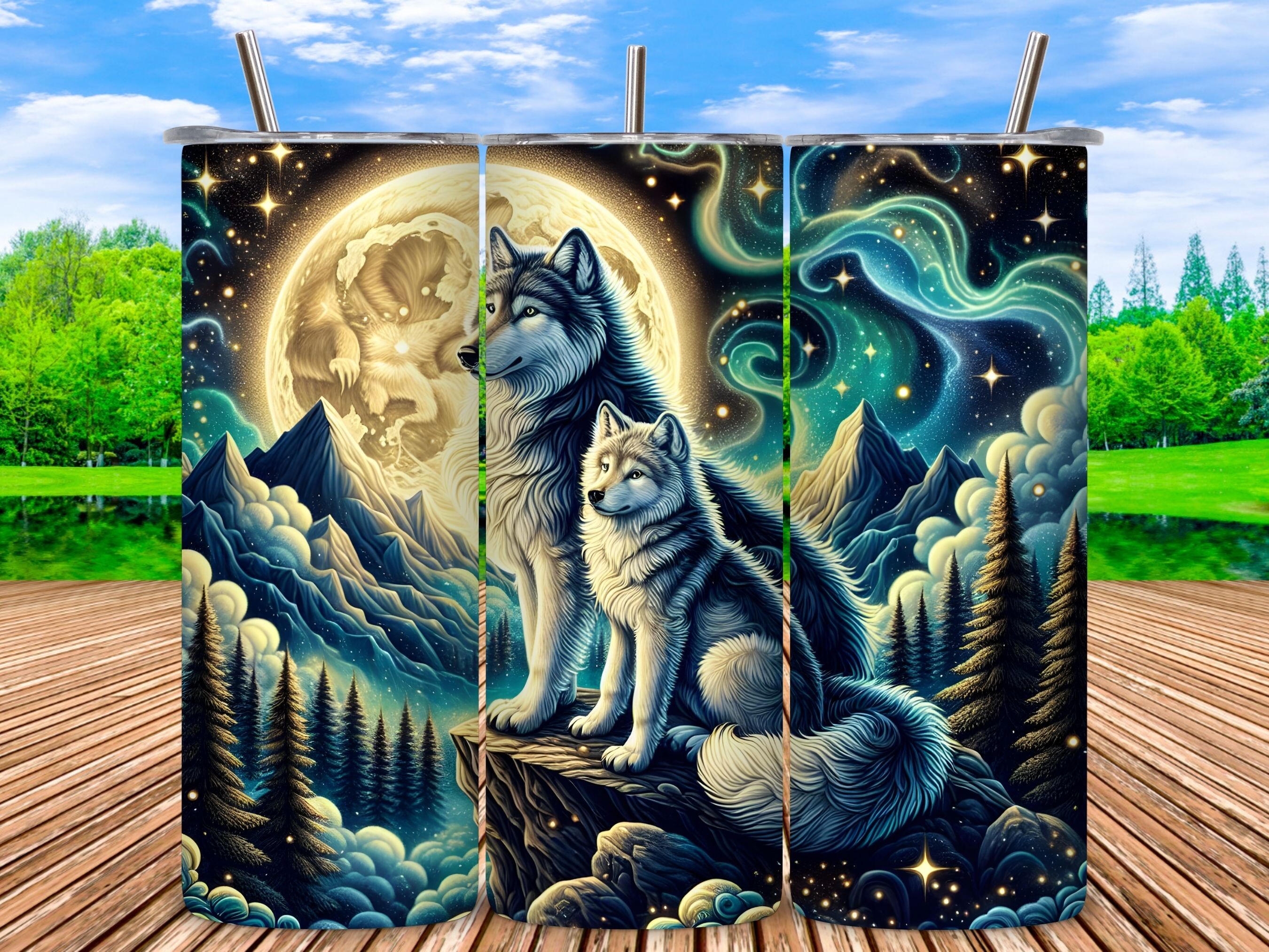 Beautiful Wolf 20oz Tumbler Wrap Graphic by Bee Prints · Creative Fabrica