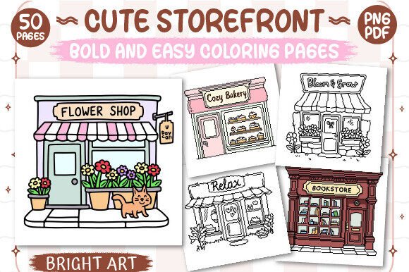 Cute Storefront Coloring Book