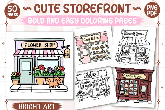 Cute Storefront Coloring Book