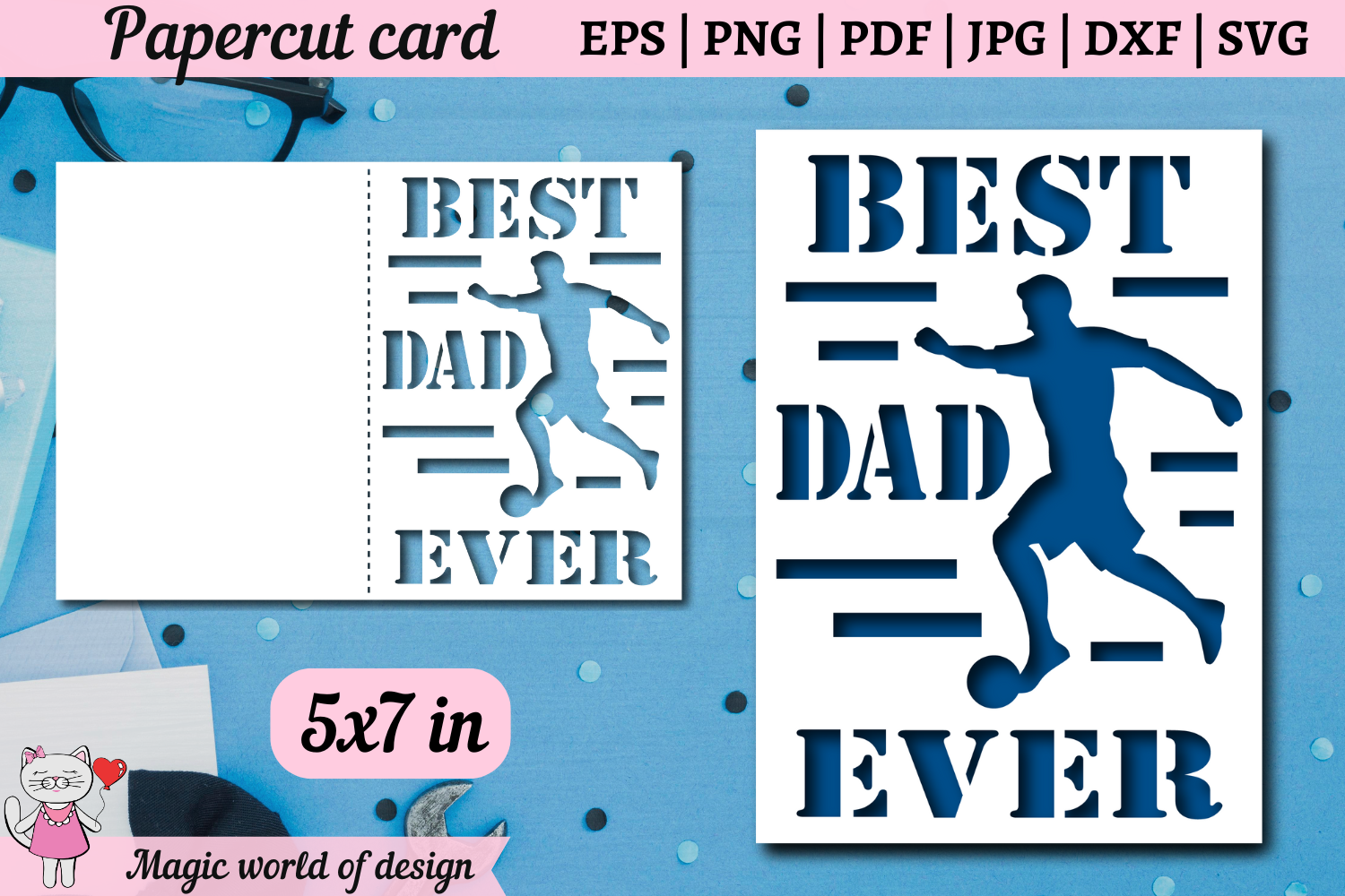 Football Svg Best DAD Ever Card, Fathers