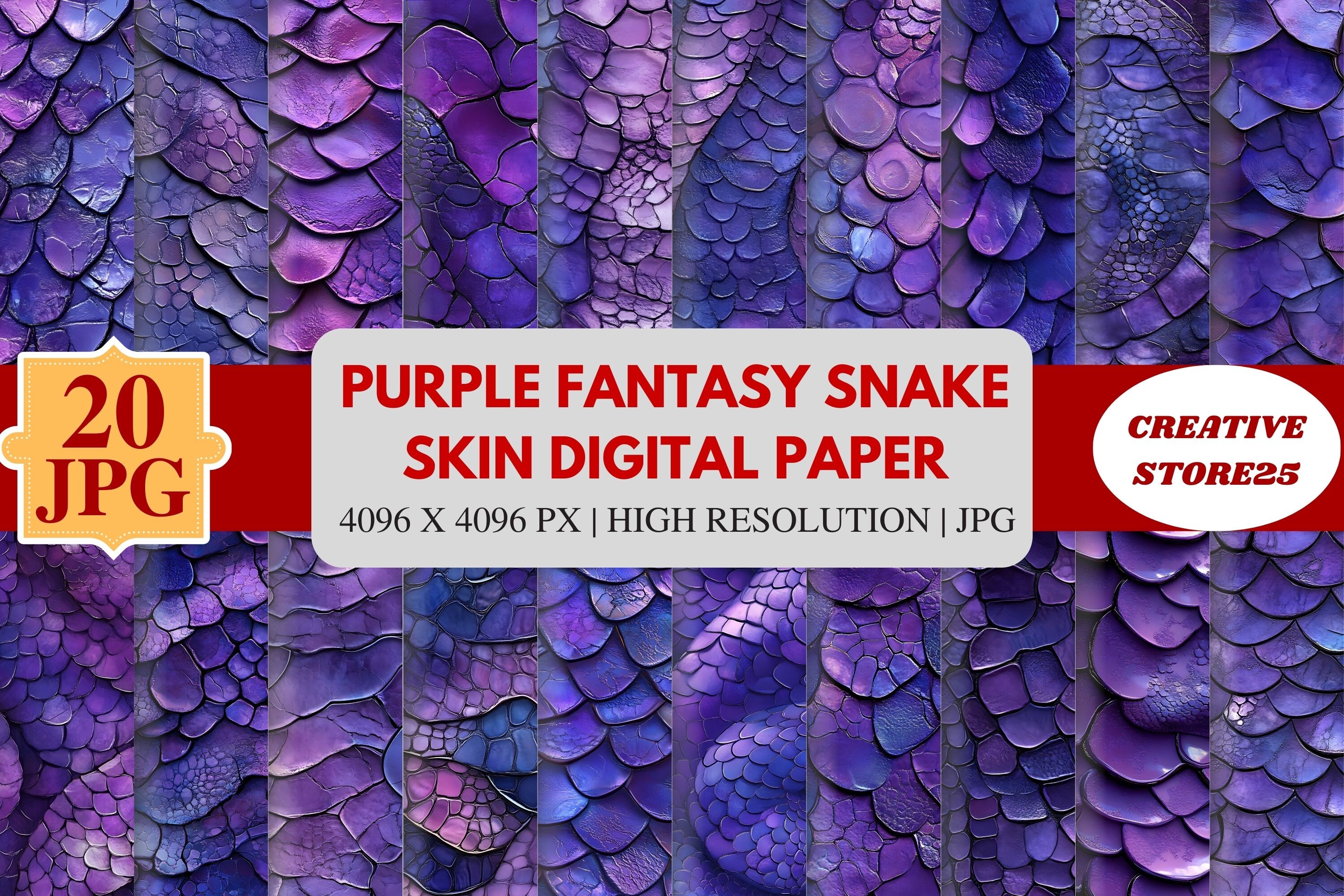 Python Skin Digital Purple Fantasy Snake Skin Digital Paper Graphic by Embroidery Craft ...