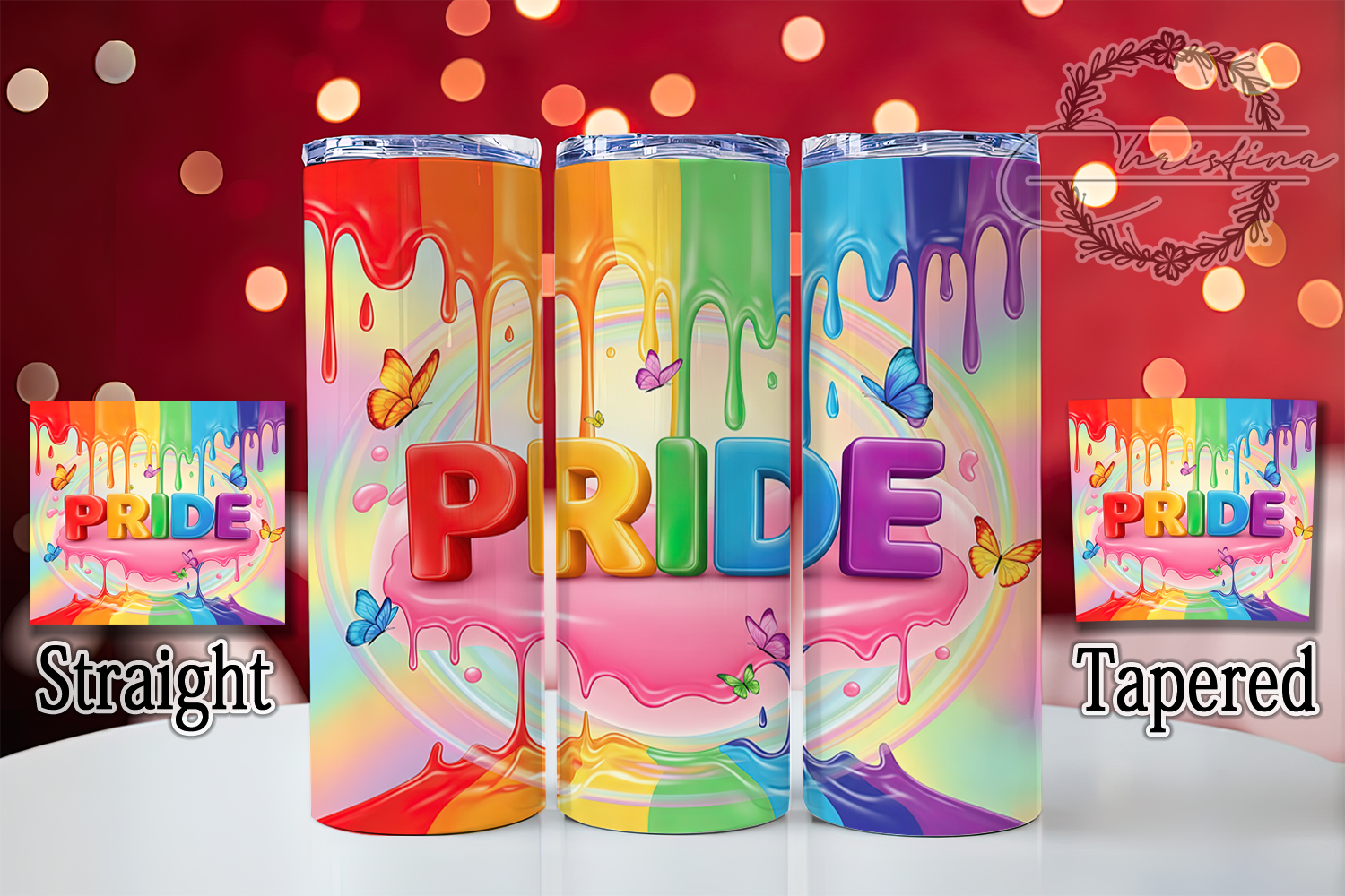 Rainbow Pride Butterfly Tumbler Wrap Graphic by christina.clipart ...