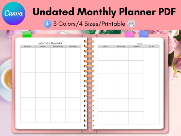 Undated Monthly Planner Canva