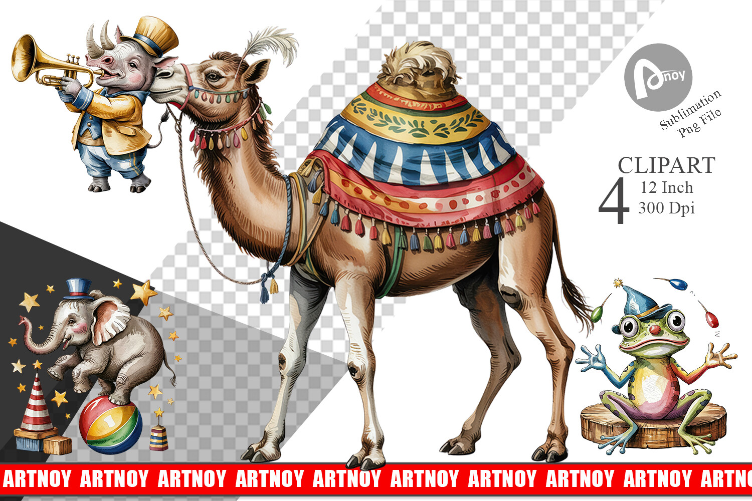 Vintage Animal Circus Clipart Graphic by Artnoy · Creative Fabrica