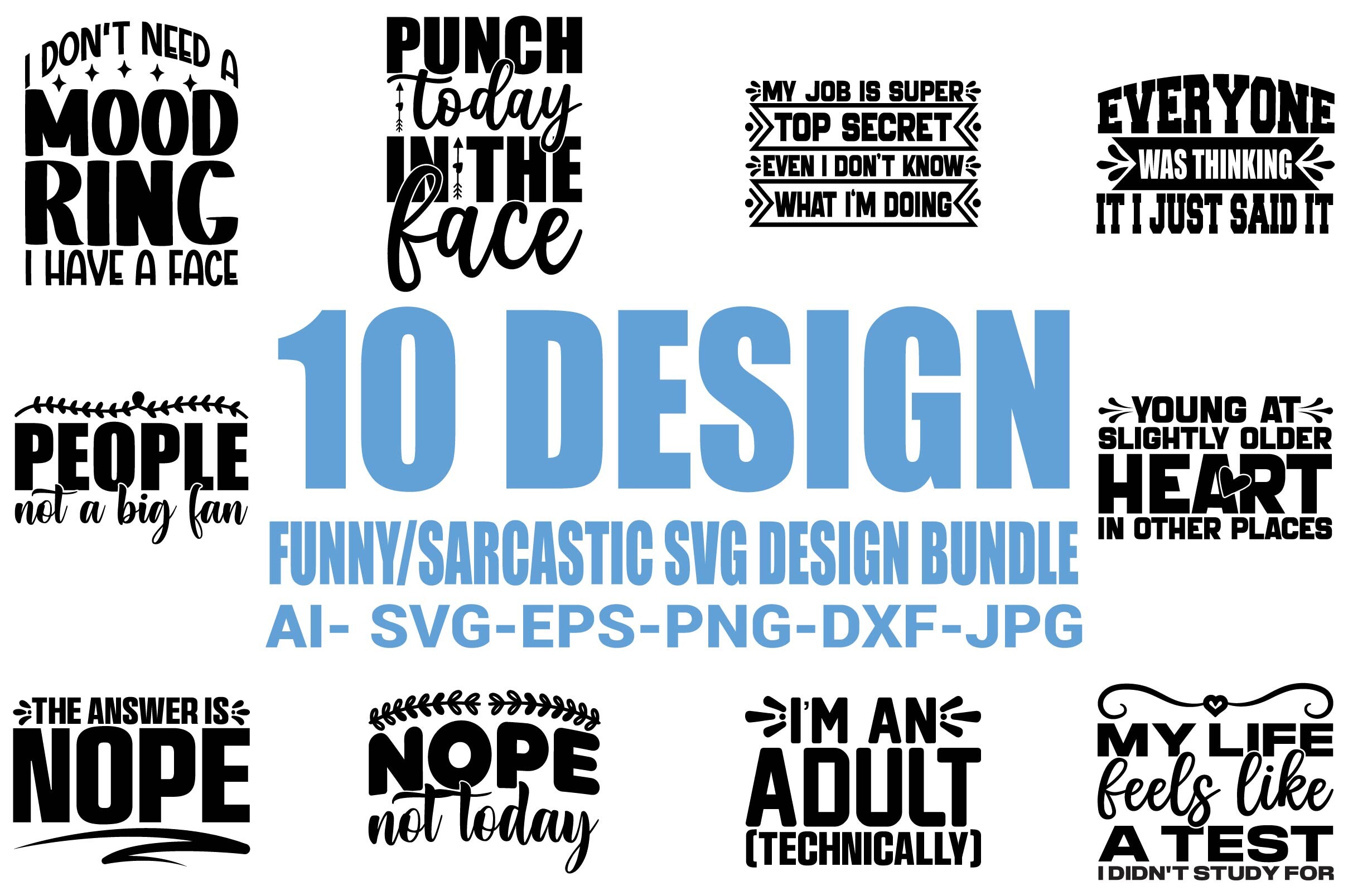 10 Funny Sarcastic Svg Design Bundle Graphic by GRAPHICS STUDIO ...