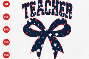 4th of July Teacher PNG USA Coquette Bow Graphic by Merch Creative ...