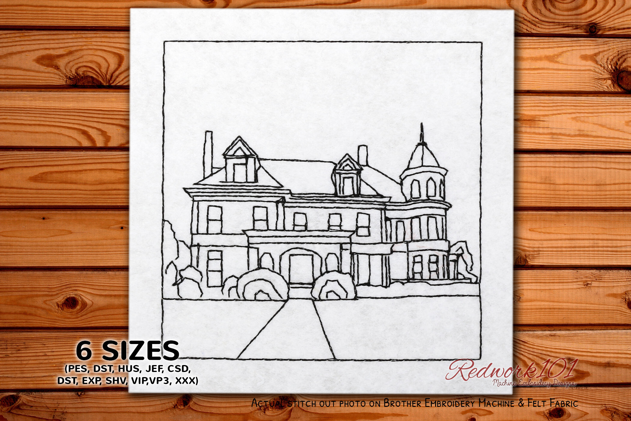 Big Overholser Mansion Embroidery Design