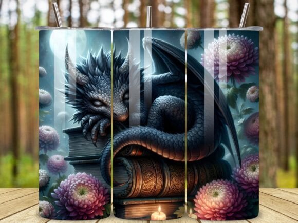 Book Dragon Tumbler Wrap Sublimation Graphic Tumbler Wraps By BEE CREATION