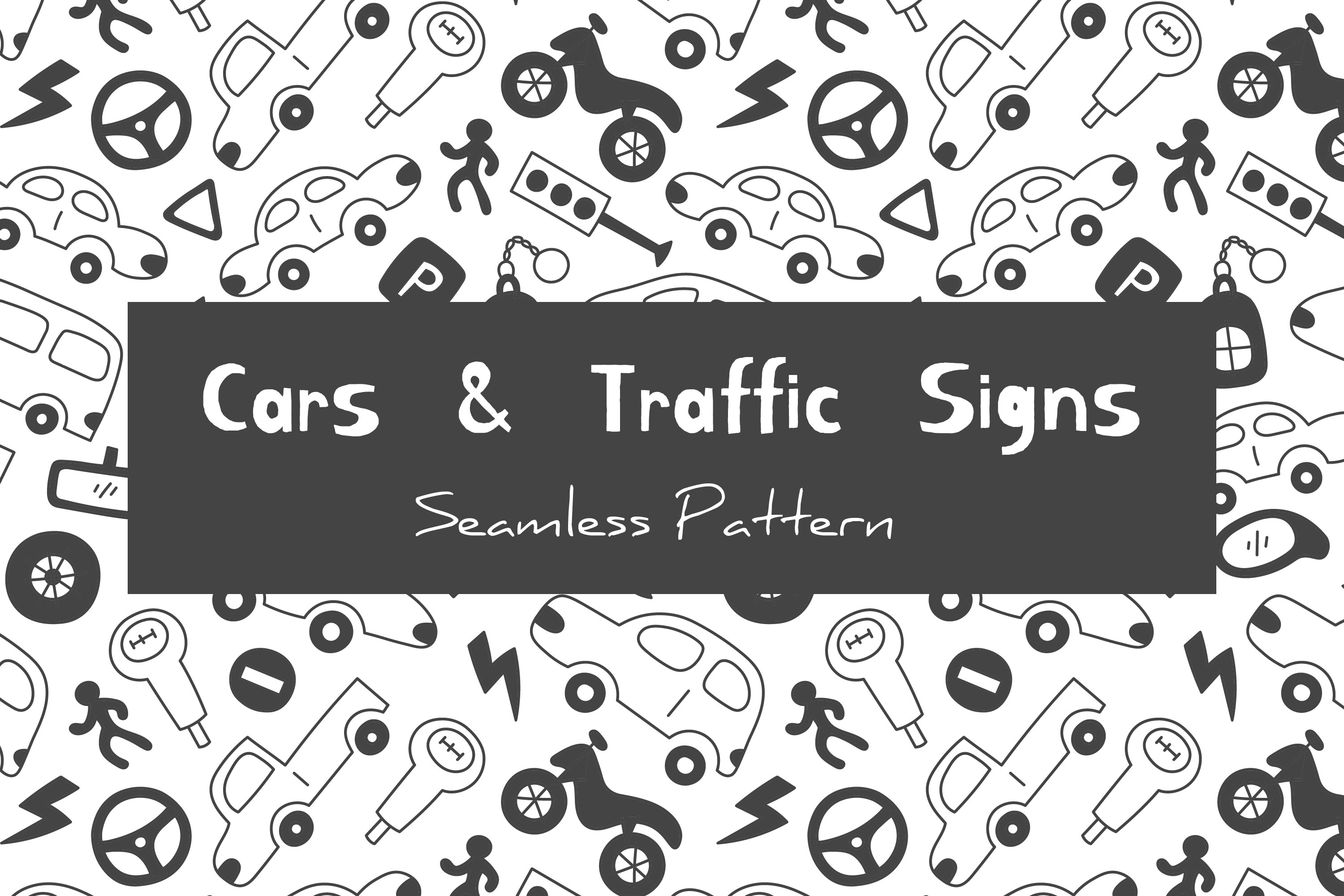 Traffic Sign Pattern Mirrored Cars & Traffic Signs Seamless Pattern Graphic by Rin Green · Creative ...