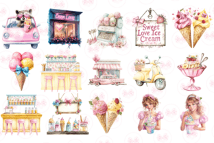 Coquette Ice Cream Shop Clipart Graphic by Markicha Art · Creative Fabrica