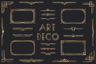 Golden art deco elements. Ornamental