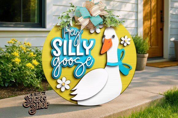 Hello Silly Goose, SVG Laser Door Hanger Laser Cutting By The Vintage Signs Shop