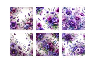 Purple Flowers Digital Paper Backgrounds Graphic by LazyCraftlab ...