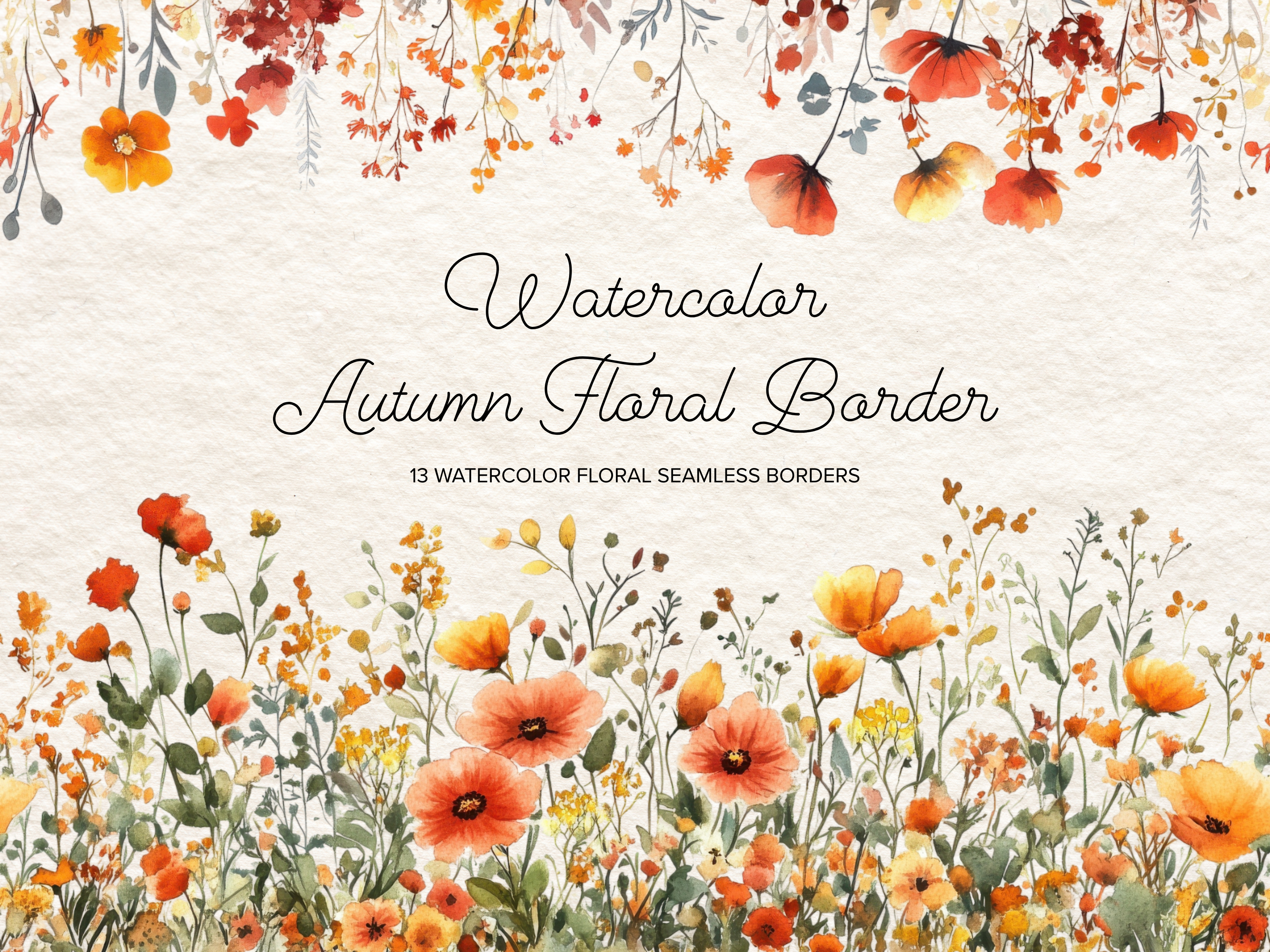 Watercolor Autumn Wildfloral Frame PNG